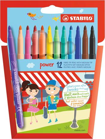 Pennarello - STABILO power - Punta Media - Astuccio da 12 - Colori assortiti  Stabilo | Libraccio.it