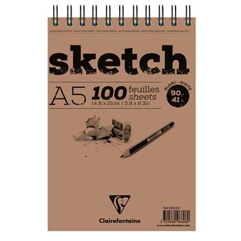 Blocco spiralato Sketch A5 100 fogli 90 g bianco  Clairefontaine 2026 | Libraccio.it