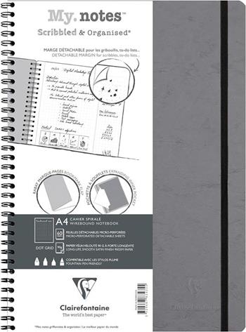 Quaderno spiralato Age Bag, My.Notes 21x29,7 marg.stacc 60F DOT Grigio  Clairefontaine 2024 | Libraccio.it