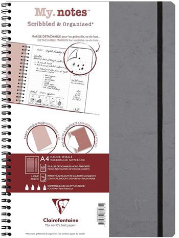 Quaderno spiralato Age Bag, My.Notes 21x29,7 marg.stacc 60F Rig. Grigio  Clairefontaine 2024 | Libraccio.it