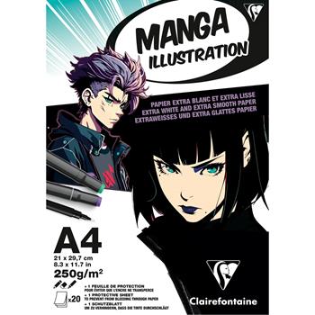 Blocco collato Manga Illustrations A4 20 fogli 250 g  Clairefontaine 2026 | Libraccio.it