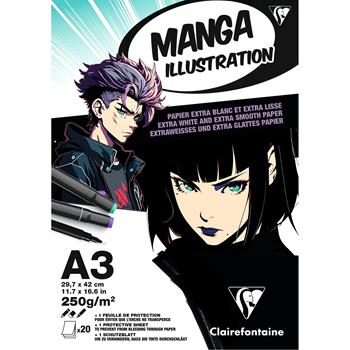 Blocco collato Manga Illustrations A3 20 fogli 250 g  Clairefontaine 2026 | Libraccio.it