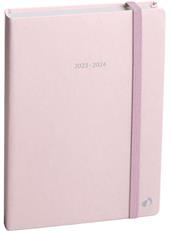 Agenda Quo Vadis EUROTEXTAGENDA 2025-2026, 12 Mesi, giornaliera, Pastel Rosa+Elast., multilingue, Aug/Jul - 12 x 17 cm