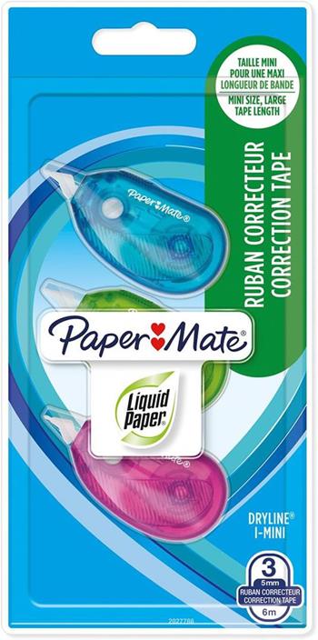 Correttore a nastro DRYLINE i-MINI 6 m x 5 mm - (blu , verde, fucsia) in blister da 3 pz.  Paper Mate 2023 | Libraccio.it