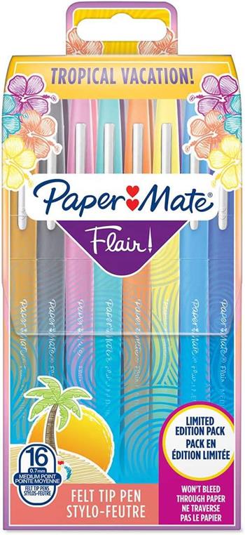 Penna FLAIR/NYLON versione "TROPICAL VACATION" in Wallet da 16 colori  Paper Mate 2023 | Libraccio.it