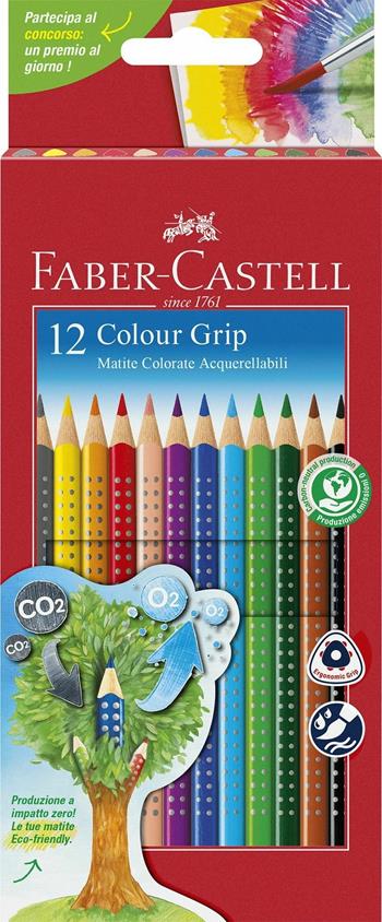 Astuccio cartone da 12 matite colorate acquerellabiliColour Grip - packaging interamente in Italiano  Faber-Castell 2021 | Libraccio.it