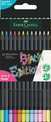 Astuccio cartone da 12 matite colorate Neon/Pastel triangolari Black Edition
