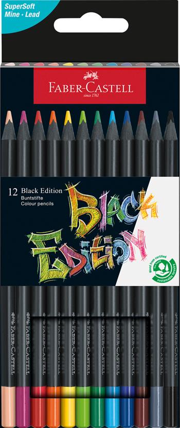 Astuccio cartone da 12 matite colorate triangolari Black Edition  Faber-Castell 2021 | Libraccio.it