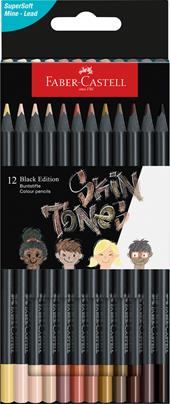 Astuccio cartone da 12 matite colorate Skin Tones triangolari Black Edition