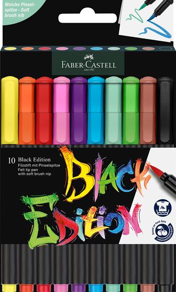 Astuccio in cartone da 10 pennarelli Black Edition con punta a pennello  Faber-Castell 2024 | Libraccio.it
