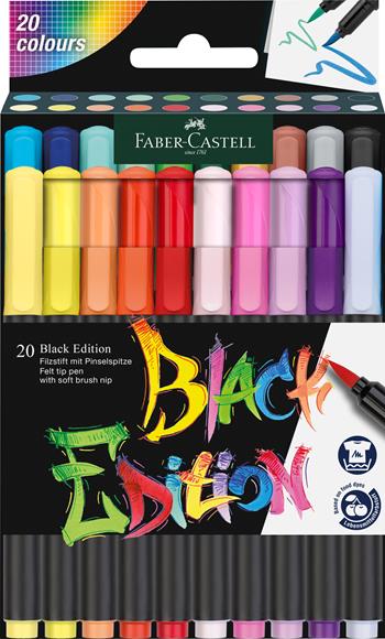 Astuccio in cartone da 20 pennarelli Black Edition con punta a pennello  Faber-Castell 2024 | Libraccio.it