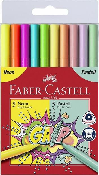 Bustina in plastica da 10 pennarelli Grip Colour Neon e Pastel  Faber-Castell 2021 | Libraccio.it