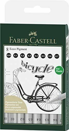 Bustina con 8 Ecco Pigment, inchiostro pigmentato nero, 0,05-0,1- 0,2-0,3-0,4-0,5-0,6-0,7 mm  Faber-Castell 2022 | Libraccio.it