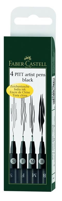 Bustina da 4 Pitt Artist Pen, neri, punta F, S, M, B  Faber-Castell 2022 | Libraccio.it