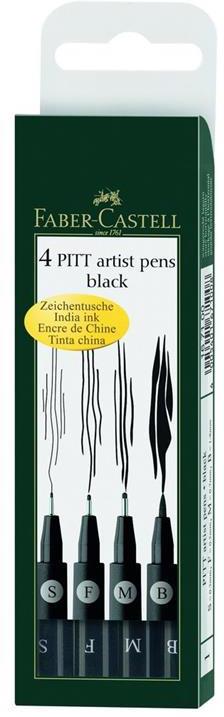 Bustina da 4 Pitt Artist Pen, neri, punta F, S, M, B  Faber-Castell 2022 | Libraccio.it