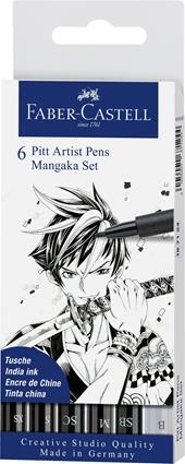 Bustina da 6 Pitt Artist Pen-Manga Nero nei tratti XS-S-SC-M-SB-B