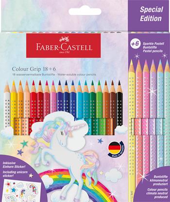 Astuccio 18+6 matite colorate Colour Grip e unicorno stickers  Faber-Castell 2024 | Libraccio.it