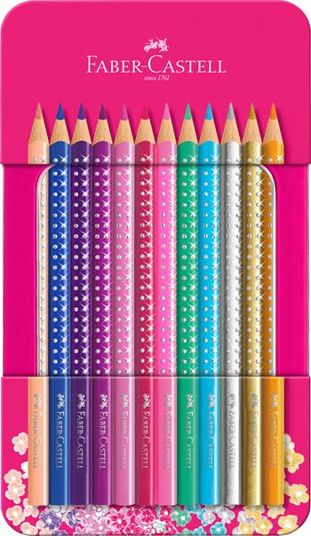 Set in metallo con matite colorate Sparkle, 12 matite, conf. rosa  Faber-Castell 2021 | Libraccio.it