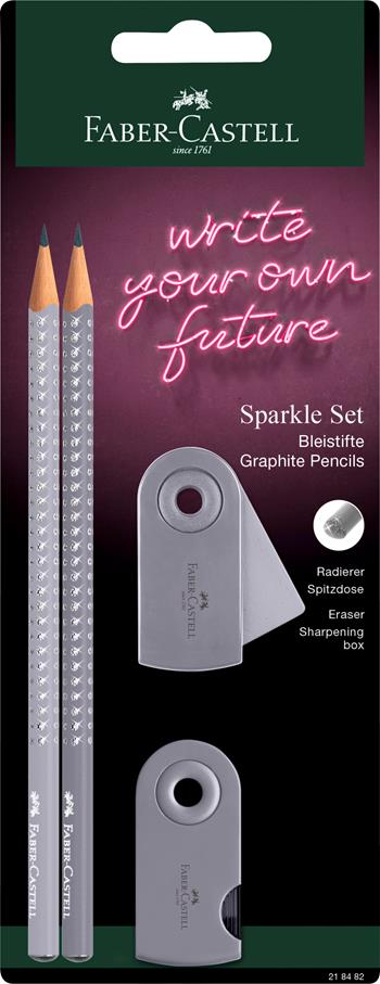 Blister 2 matite di grafite Sparkle + 1 gomma mini sleeve + 1 temperamatite mini sleeve, dapple grey  Faber-Castell 2022 | Libraccio.it