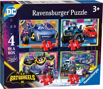 Ravensburger - Puzzle Batwheels, Collezione 4 in a Box, 4 puzzle da 12-16-20-24 Pezzi, Età Raccomandata 3+ Anni  Ravensburger 2024 | Libraccio.it