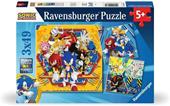 Ravensburger - Puzzle Sonic, Collezione 3x49, 3 Puzzle da 49 Pezzi, Et&#224; Raccomandata 5+ Anni