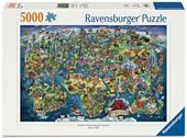Puzzle Ravensburger Mappa del mondo illustrata 5000 pezzi