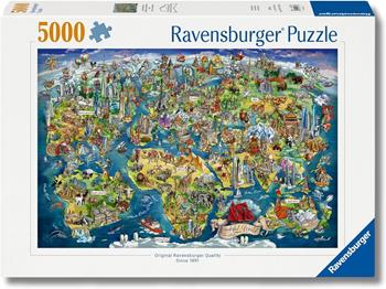 Puzzle Ravensburger Mappa del mondo illustrata 5000 pezzi  Ravensburger 2026 | Libraccio.it