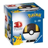 Ravensburger - 3D Puzzle Pok&#233;mon Pok&#233;ball Nera E Gialla, 54 Pezzi, 6+ Anni