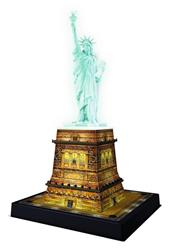 Ravensburger - 3D Puzzle Statua Della Libert&#224; Night Edition con Luce, New York, 108 Pezzi, 8+ Anni