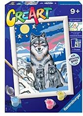 Ravensburger - CreArt Serie E: Lupi al Chiaro di Luna, Kit Dipingere i Numeri, Contiene una Tavola Prestampata, Pennello