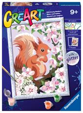 Ravensburger - CreArt Serie D: Scoiattolo glitter, Kit per Dipingere con i Numeri,