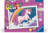 Ravensburger - CreArt Serie D - Unicorno ROSA NEON, Kit per Dipingere con i Numeri