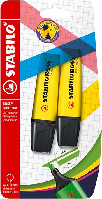 Evidenziatore - STABILO BOSS ORIGINAL - Pack da 2 - Giallo/Giallo  Stabilo 2019 | Libraccio.it