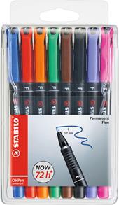 Marcatore - STABILO OHPen universal Permanente - Tratto Fine (0,7 mm) - Astuccio da 8 - Colori assortiti