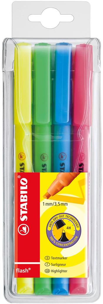 Evidenziatore - STABILO flash - Astuccio da 4 - Colori assortiti  Stabilo 2022 | Libraccio.it