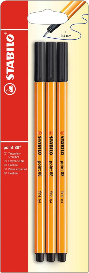 Fineliner - STABILO point 88 - Pack da 3 - Nero  Stabilo 2019 | Libraccio.it