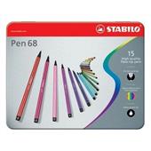 Pennarello Premium - STABILO Pen 68 - Scatola in Metallo da 15 - Colori assortiti