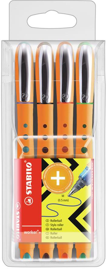 Penna Roller - STABILO worker+ medium - Tratto 0,5 mm - Astuccio da 4 - Colori assortiti  Stabilo 2022 | Libraccio.it