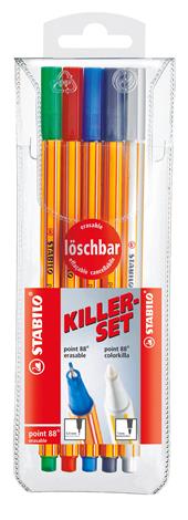 Fineliner - STABILO point 88 cancellabile - Astuccio da 5 - Colori assortiti