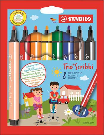 Pennarello triangolare con punta ammortizzata - STABILO Trio Scribbi - Astuccio da 8 - Colori assortiti  Stabilo 2022 | Libraccio.it