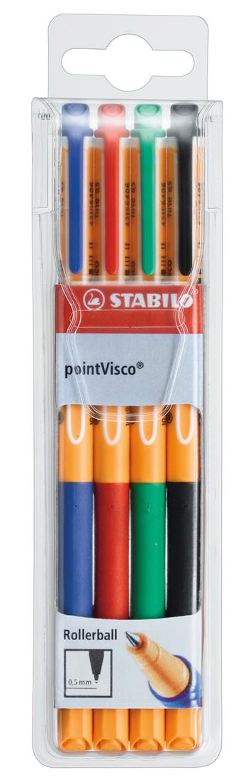 Penna Roller a inchiostro Gel - STABILO pointVisco - Astuccio da 4 - Colori assortiti  Stabilo 2022 | Libraccio.it