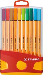 Fineliner - STABILO point 88 - Colorparade in Rosso - Astuccio da 20 con appendino - Colori assortiti