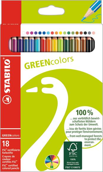Matita colorata Ecosostenibile - STABILO GREENcolors - Astuccio da 18 - Colori assortiti  Stabilo | Libraccio.it