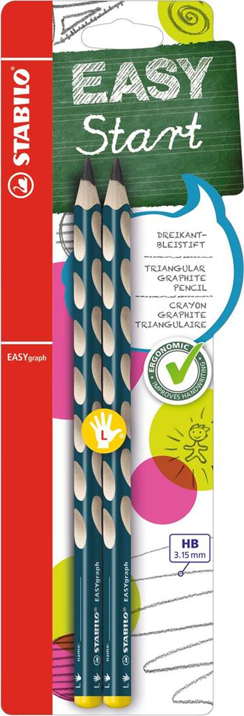 Matita Ergonomica triangolare - STABILO EASYgraph per Mancini in Petrolio - Pack da 2 - Gradazione HB  Stabilo | Libraccio.it