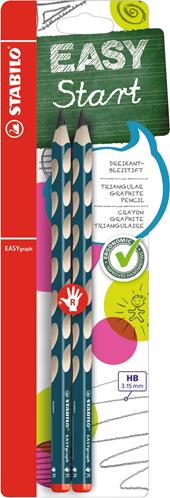 Matita Ergonomica triangolare - STABILO EASYgraph per Destrimani in Petrolio - Pack da 2 - Gradazione HB