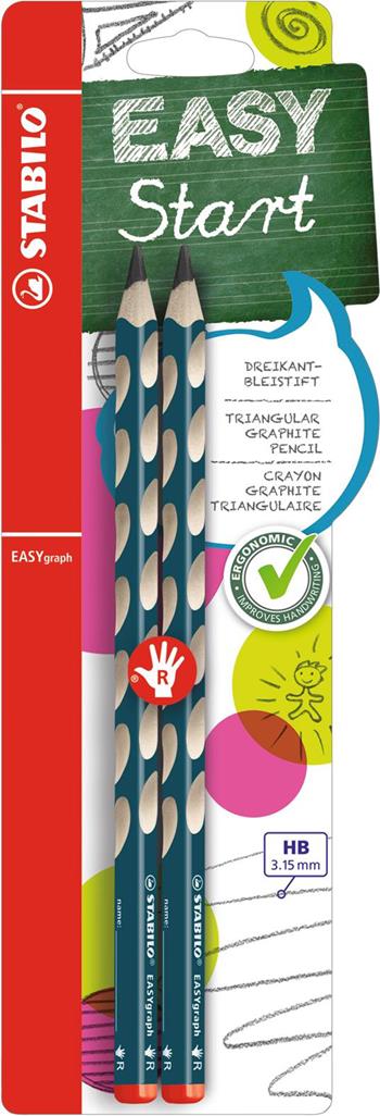 Matita Ergonomica triangolare - STABILO EASYgraph per Destrimani in Petrolio - Pack da 2 - Gradazione HB  Stabilo | Libraccio.it