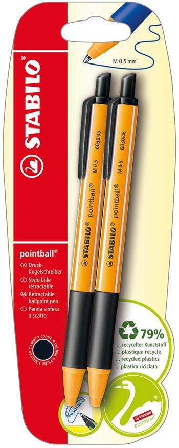 Penna a sfera Ecosostenibile - STABILO pointball - CO2 neutral - Pack da 2 - Nero  Stabilo 2020 | Libraccio.it