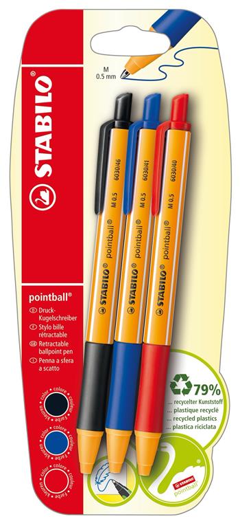 Penna a sfera Ecosostenibile - STABILO pointball - CO2 neutral - Pack da 3 - Nero/Blu/Rosso  Stabilo 2019 | Libraccio.it