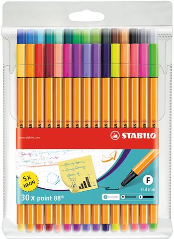 Fineliner - STABILO point 88 - Astuccio da 30 (25 + 5 NEON) - Colori assortiti  STABILO 2024 | Libraccio.it