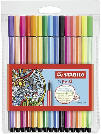 Pennarello Premium - STABILO Pen 68 - Astuccio da 15 (10 base + 5 Neon) - Colori assortiti  Stabilo 2018 | Libraccio.it
